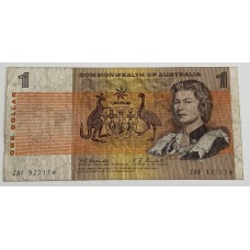 AUSTRALIA 1967 . ONE 1 DOLLAR BANKNOTE . STAR NOTE . COOMBS/RANDALL . FIRST PREFIX ZAF